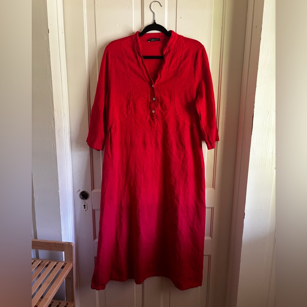 Francesca Bettini Italian cotton/linen dress cherry red large